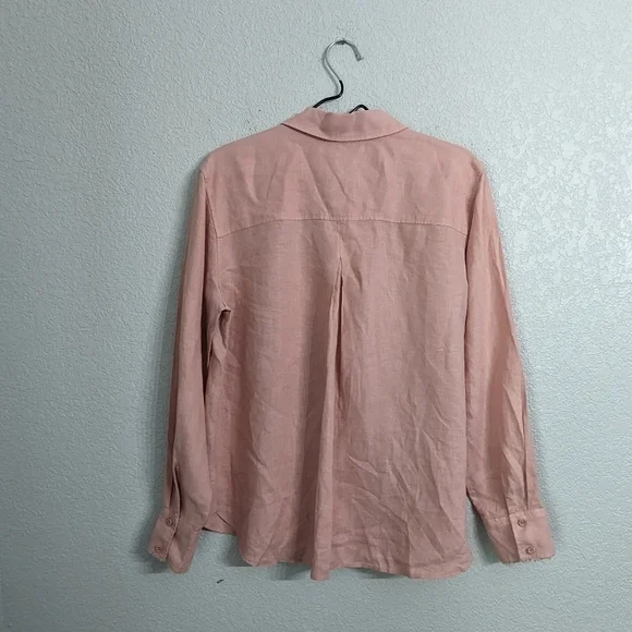 Cloth & Stone 100% Linen Pale Pink Button Down Shirt Collared Long Sleeve L - Picture 2 of 9